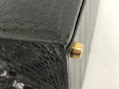 HERMES Kelly Kelly 32 porosus black handbag
