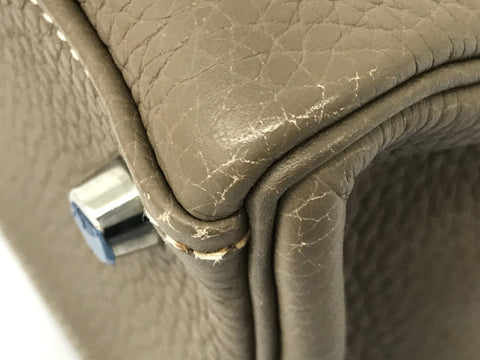 HERMES Kelly Kelly 28 Etoupe SV metal fittings J carved seal handbag