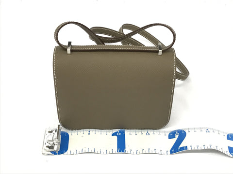 HERMES Constance Mini Etoupe Vaux Epsom Silver Metal Fittings U Engraved Shoulder Bag