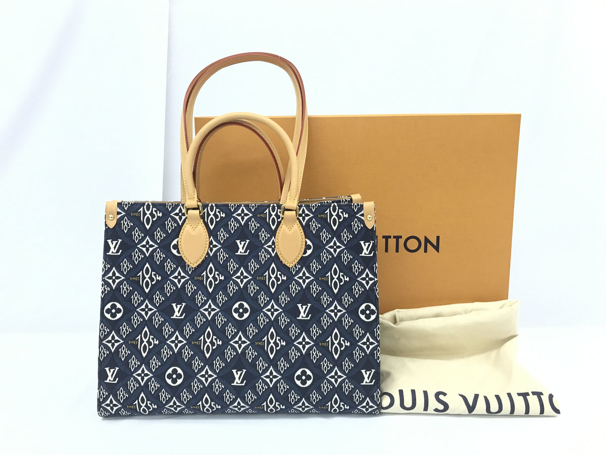 LOUIS VUITTON BACK ON THE GO 1854 NAVY MM TOTE BAG