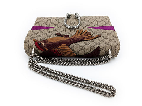 GUCCI GG Supreme Monogram Bird Embroidery Medium Dionysus Shoulder Bag Purple 400235 520981 Shoulder Bag