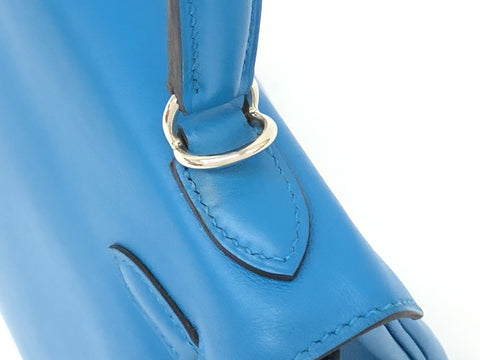 HERMES Kelly Kelly 25 Swift blue system SV metal fittings Y engraving handbag