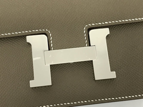 HERMES Constance Mini Etoupe Vaux Epsom Silver Metal Fittings U Engraved Shoulder Bag