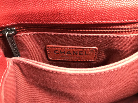 CHANEL Caviar Skin Top Handle Coco Handle XS Caviar Skin Red Handbag