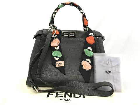 FENDI Peekaboo Selleria 2WAY 8BN290 Q0J Gray Handbag