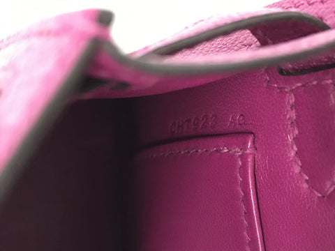 HERMES Kelly Mini Kelly Rose Purple C Engraved Silver Hardware Chevre Handbag