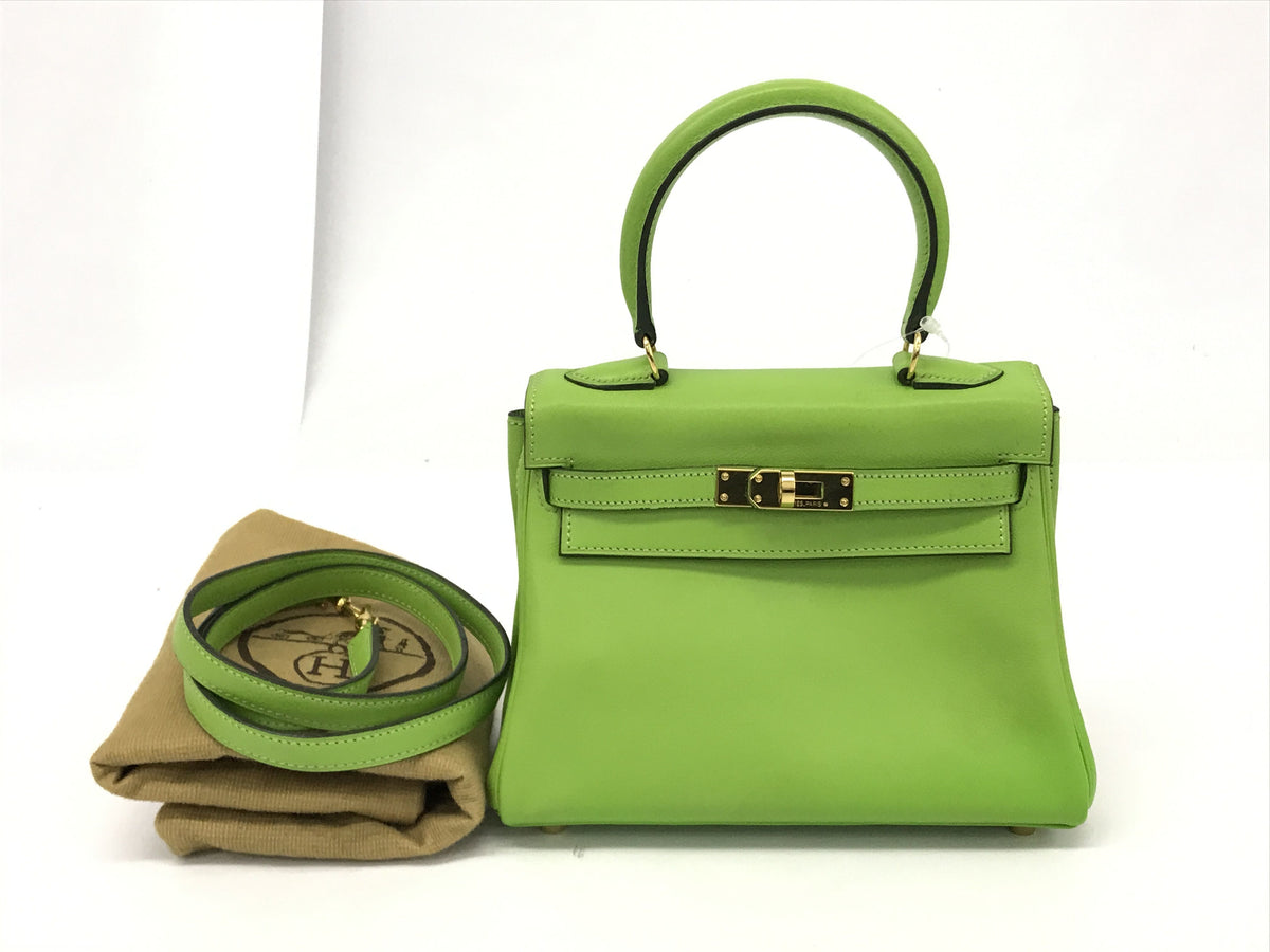 HERMES Kelly mini Kelly Gulliver apple green gold hardware handbag