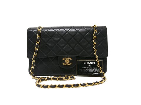 CHANEL lambskin W flap black [with seal card] No. 1 shoulder bag