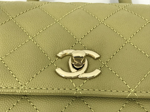 CHANEL Coco Handle XXS Caviar Green GP Shoulder Bag