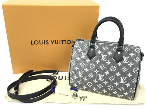 LOUIS VUITTON Monogram Speedy Bandouliere 25 Denim Black Men's Watch