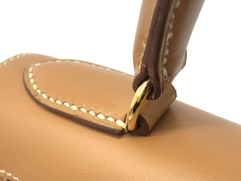 HERMES Kelly Kelly 28 box calf beige GD metal fittings 〇V carved handbag