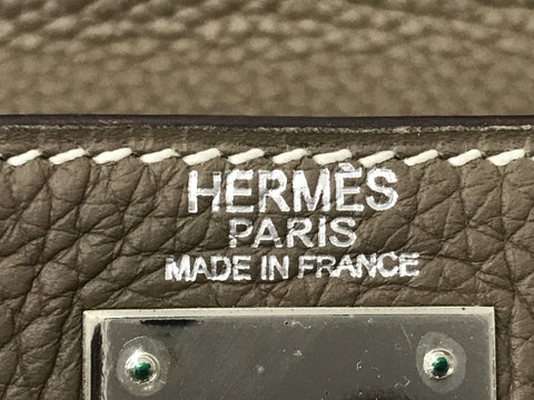 HERMES Kelly Kelly 28 Etoupe SV metal fittings J carved seal handbag