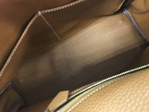 HERMES Kelly Kelly 28 Inner Stitch Gold Togo G Metal Fittings □E Engraved Handbag
