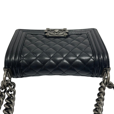 CHANEL Caviar Skin Boy Vintage Metal Fittings Chain Shoulder Bag Black Black Seal Unclear No Guarantees Shoulder Bag