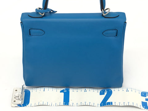 HERMES Kelly Kelly 25 Swift blue system SV metal fittings Y engraving handbag