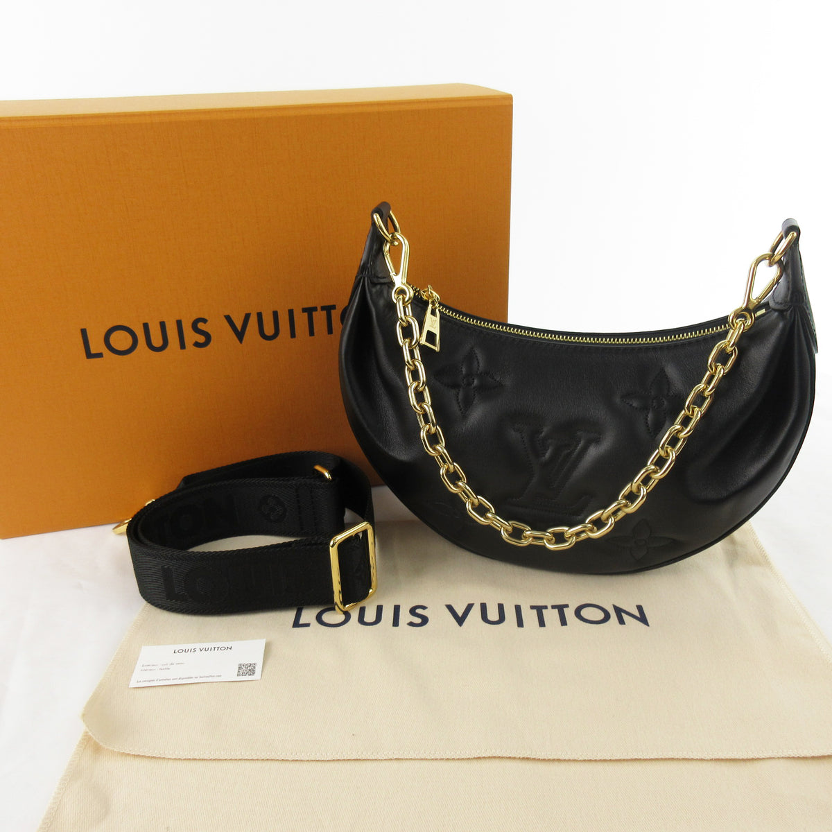 LOUIS VUITTON Over the Moon Monogram M59799 RFID Tag M59799 Calf Leather Black Black Gold Metal Fittings Chain Shoulder Bag Crossbody Clutch Bag 3WAY Bag Extreme Good Condition Shoulder Bag