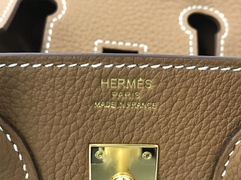 HERMES Birkin 25 Gold Gold Hardware Togo U Engraved Handbag