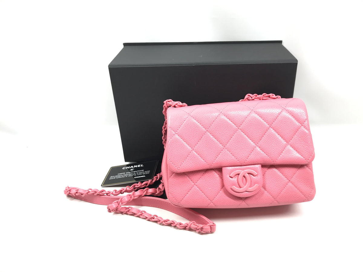 CHANEL matelasse mini matelasse caviar skin pink shoulder bag