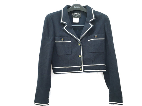 CHANEL Coco Button Clothing P95 Coco Button Navy Color Jacket 44 Jacket