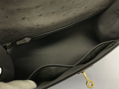 HERMES Kelly Kelly 28 ostrich mousse GP □C handbag