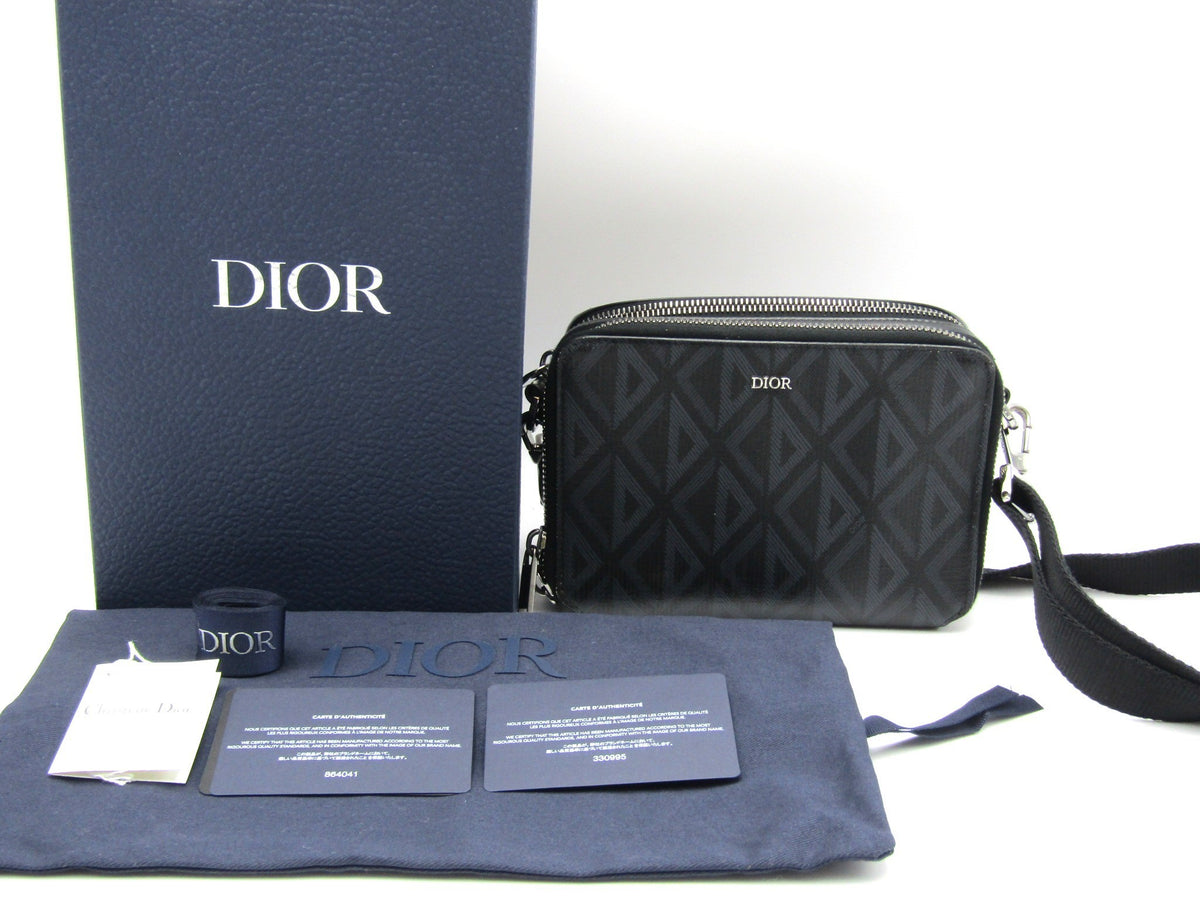 Dior CD Pouch CD Diamond Canvas Black Shoulder Bag