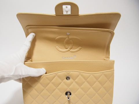 CHANEL Caviar skin W flap beige [with seal] No. 5 shoulder bag