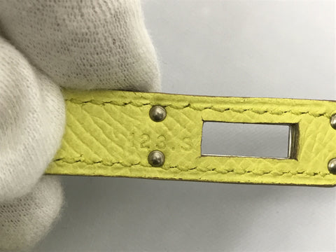 HERMES Pochette Kelly Lime Silver Hardware Ebson Q Engraved Handbag