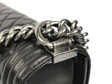 CHANEL Lambskin Boy Chain Shoulder Lambskin/Silver Hardware Shoulder Bag