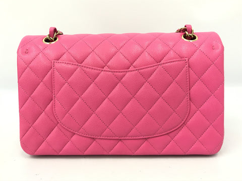 CHANEL caviar skin caviar skin W flap chain pink serial plate existence shoulder bag