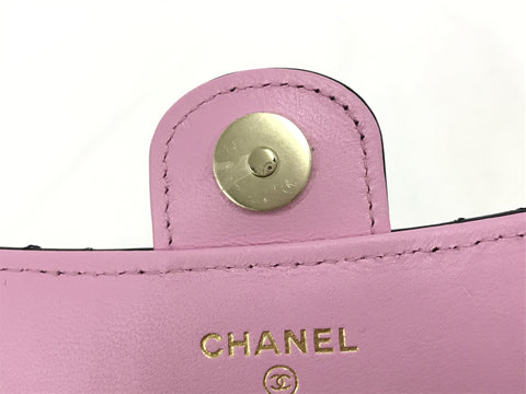 CHANEL CHANEL Chain Top Handle Mini Flap Black/Pink Handbag AP3226 Handbag