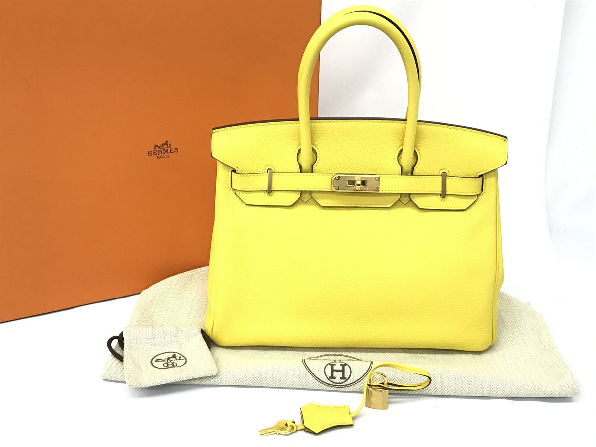 HERMES Birkin 30 Taurillon Novillo Jaune naple handbag