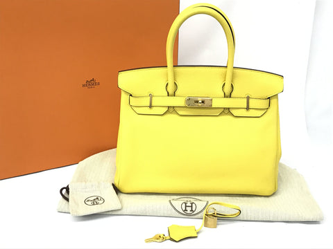 HERMES Birkin 30 Taurillon Novillo Jaune naple handbag