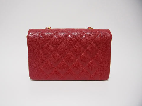 CHANEL Caviar Skin Diana Red [Seal Card Available] No. 2 Shoulder Bag