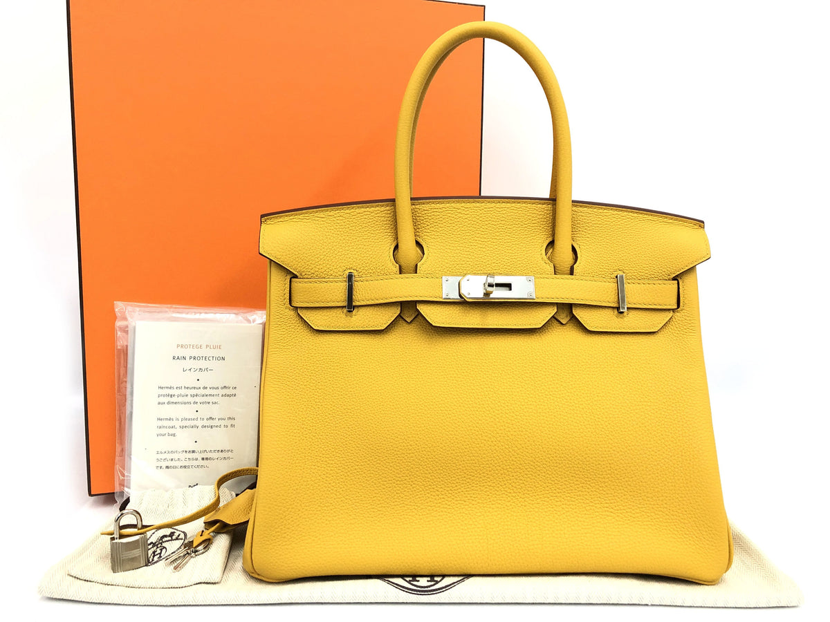 HERMES Birkin bag Birkin 30 Togo yellow sticker attached C engraving unused handbag