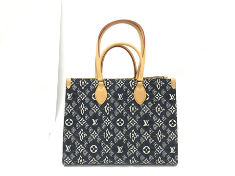 LOUIS VUITTON BACK ON THE GO 1854 NAVY MM TOTE BAG