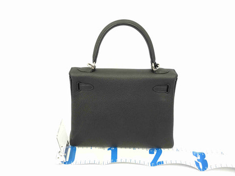 HERMES Kelly Kelly 25 inner seam black Togo SV metal fittings D engraving beautiful product handbag