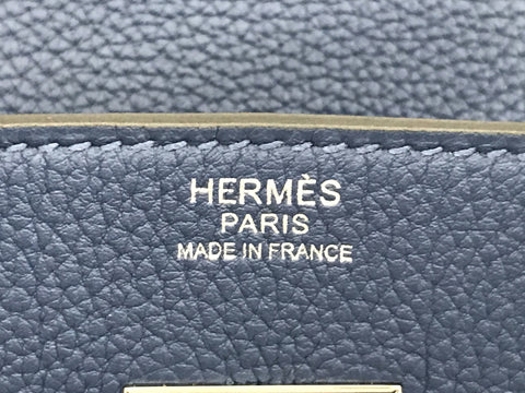 HERMES Birkin Birkin 30 Togo blue series SV metal fittings D engraving handbag