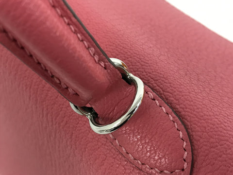 HERMES Kelly Kelly 25 Chevre Rose Azare Silver Hardware Handbag
