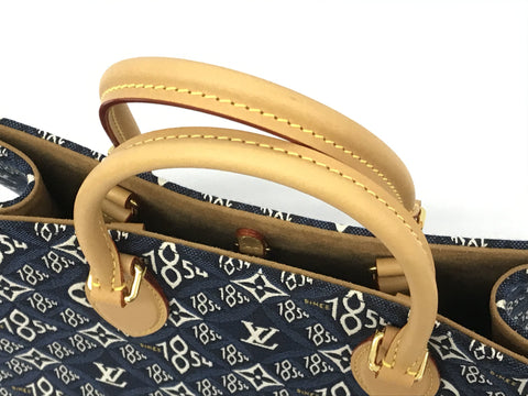 LOUIS VUITTON BACK ON THE GO 1854 NAVY MM TOTE BAG