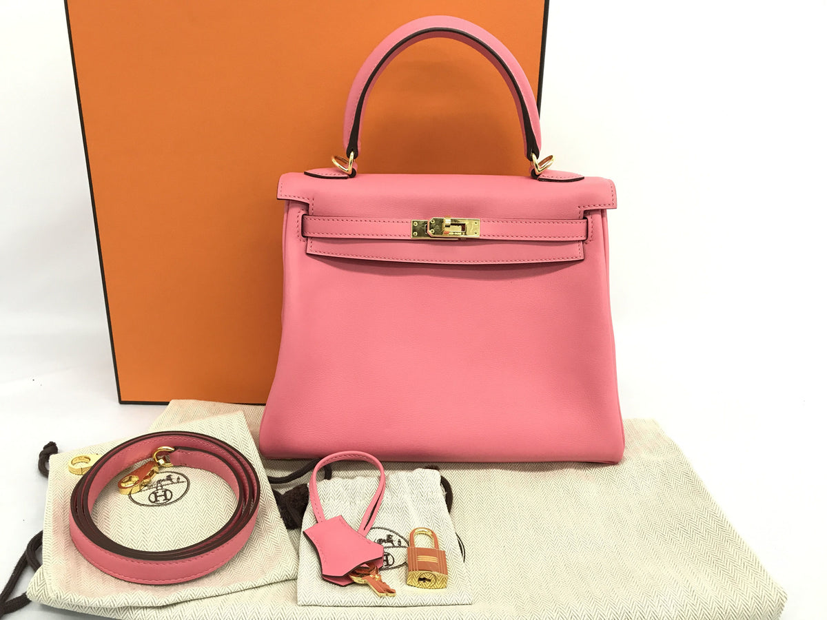 HERMES Kelly Kelly 25 Swift Rose Azare GP A handbag