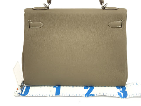 HERMES Kelly Kelly 32 Togo Etoupe SV hardware Y carved handbag
