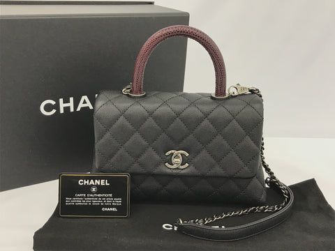 CHANEL Caviar Skin Caviar Skin Matelasse Top Handle Lizard No. 23 Shoulder Bag