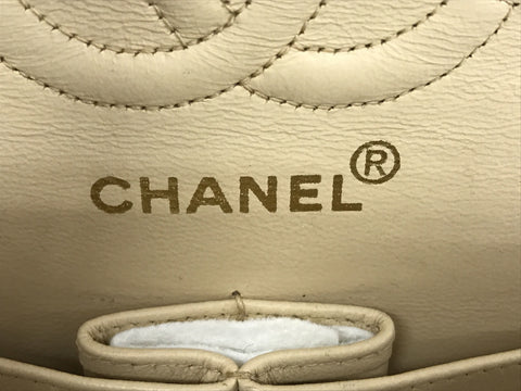 CHANEL matelasse caviar skin matelasse W flap W chain beige shoulder bag