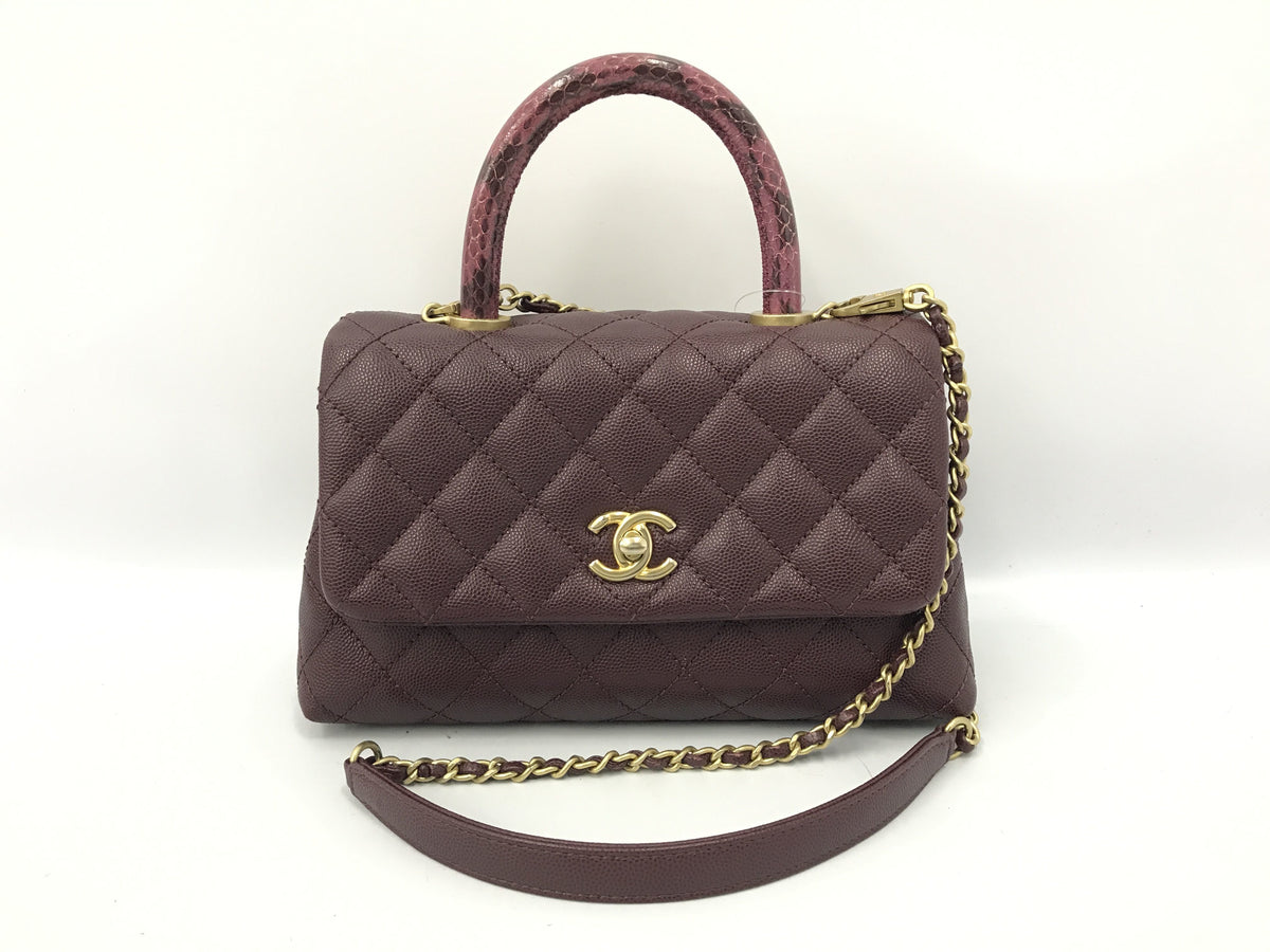 CHANEL Coco Handle XS Turn Lock Matelasse Caviar Skin/Python 2WAY Bag PL 26738060 Shoulder Bag