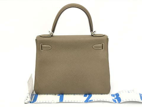 HERMES Kelly Kelly 28 Togo Etoupe X engraving handbag