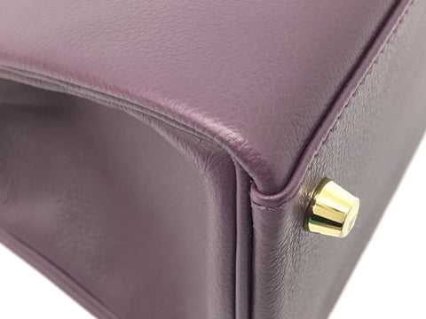 HERMES Kelly Kelly 28 purple gold metal fittings EVERCOLOR U engraving handbag