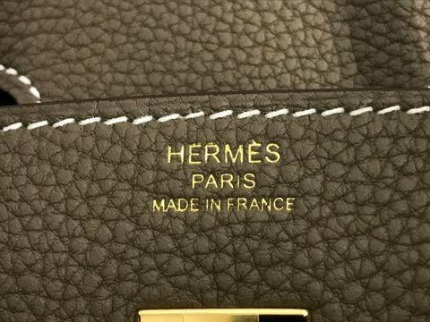 HERMES Birkin 25 Etoupe gold metal fittings Togo U stamped new article complete handbag