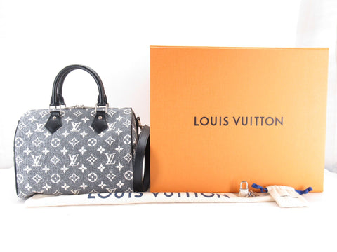 LOUIS VUITTON Louis Vuitton Speedy Bandouliere 25 Denim Black Shoulder Bag