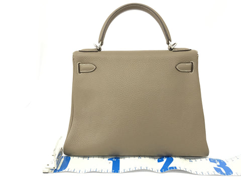 HERMES Kelly Kelly 28 Etoupe SV metal fittings J carved seal handbag