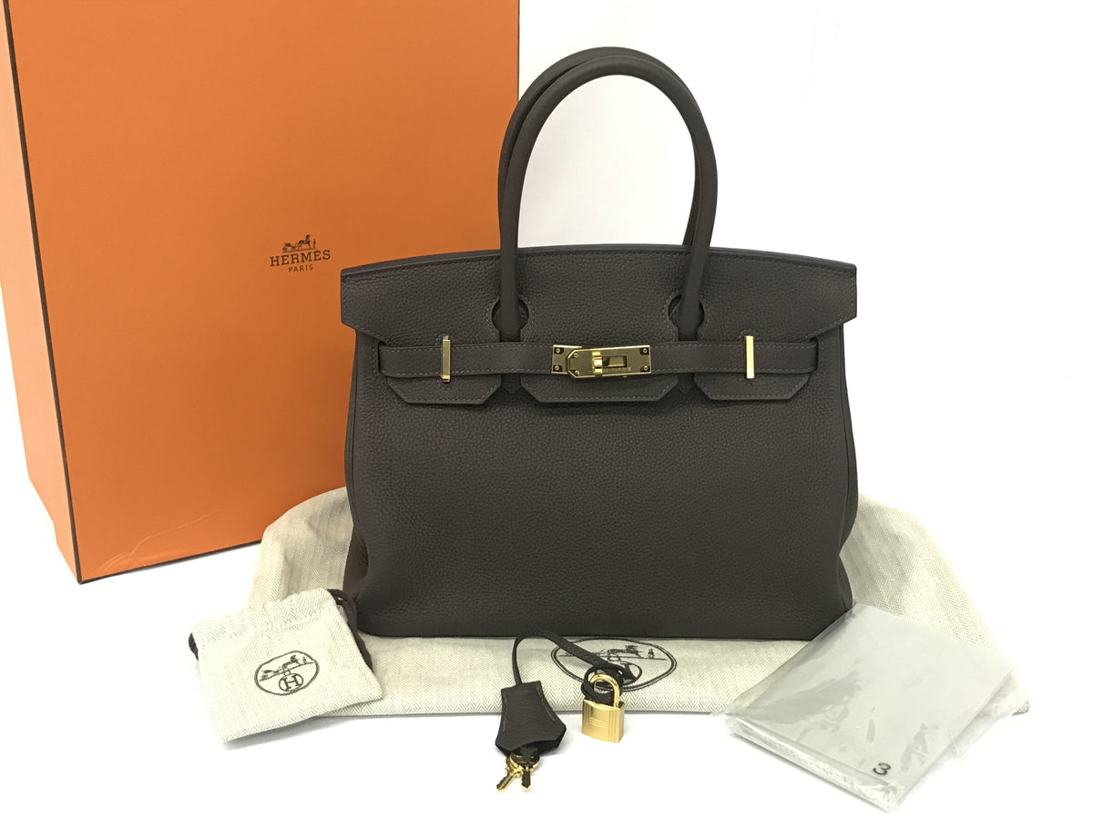 HERMES Birkin Birkin 30 brown gold hardware Togo Y engraving handbag